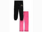 Girl's Real Love 2pk Solid Jogger Pants in Black & Pink