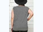 PLUS SIZE HOUNDSTOOTH V NECK SLEEVELESS TUNIC TOP