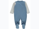 Baby Boy Quilted 23 Patch Footed Coveralls in Blue & Grey