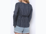 Women's Striped Surplice Top in Midnight