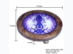 12" Moon Goddess Round Glass Top Wooden Altar Table