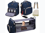 Baby Diaper Bag with Expandable Changing Station – Dual-Use in Blue