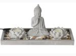 Buddha Zen Garden Lotus Tealight Candle Holder Set