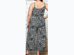 PLUS SIZE ANIMAL PRINT WAIST TIE WIDE-LEG JUMPSUIT - Grey Leopard