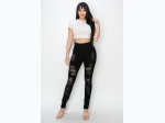 Women's High-Rise Skinny Stretch Distressed Denim Jeans in Black