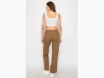 Women's Wide Leg Stretch Cotton Cargo Pant in Brown