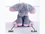 Elza 12 Inch Musical Elephant Plush with Moving Floppy Dancing Ears – Animated and Interactive Peek A Boo