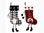 Checkered Plaid 3-D Gnome 17" Christmas Stocking