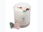 Premium Soy Blend Glass 5oz Candle w/ Crystals - Love Me - True Rose Scent