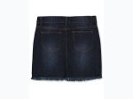 Girl's 4-Button Frayed Hem Denim Skirt in Dark Indigo Wash