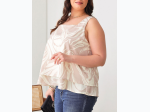 Plus Size Marbled Print Sleeveless Ruffle Hem Square Neck Top