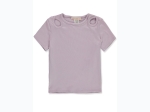 Girl's Keyhole Short Sleeve Ribbed Top in Lilac