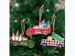 Wooden Plaid Truck Tree Ornament - 3 Color Options