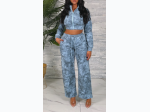 Junior's Tie Dye Long Sleeve Crop Jacket & Pants Set - 2 Color Options