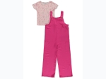 Toddler Girl 2pc Floral Top & Solid Pink Jumpsuit