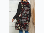 PLUS SIZE CONTRAST AZTEC SOFT POCKET CARDIGAN