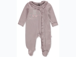 Baby Girl Made of Love Floral Embroidered Ruffled Coverall in Light Purple