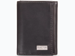 Men's Famous Maker Nappa Leather Extra-Capacity Tri-Fold Wallet in Black