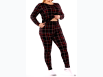 Plus Size Women's Holiday Pajamas Set - Top & Jogger