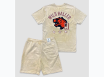 Men's - Basketball Acid Wash Chenille Tee & Fleece Shorts Set - 2 Color Options