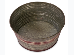 Round Silver & Red Metal Ridge Basket - 9 in