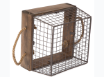 Square Wood and Wire Basket with Rope Handles