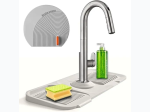 Sink Splash Guard – Silicone Faucet Mat – Drain Cover Included – GRAY LARGE