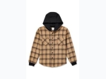 Boy's Plaid Flannel Button-Up Hooded Shirt - 4 Color Options