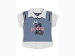 Girl's Star Ride Varsity Princess Twofer Top in Denim Blue