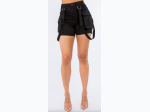 Junior Plus High Waist Mini Shorts With Suspenders - 3 Color Options