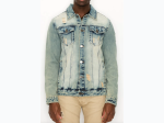 Distressed Lion Denim Jacket in DESERT BLUE