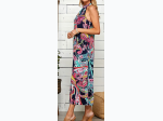 WOMEN'S PAISLEY SLEEVELESS MOCK NECK MAXI DRESS