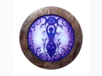 12" Moon Goddess Round Glass Top Wooden Altar Table