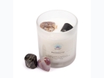 Premium Soy Blend Glass 5oz Candle w/ Crystals - Serenity - Frankincense & Sandalwood Scent