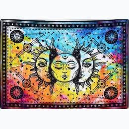 Tie Dye Triple Celestial Faces Meditation  Tapestry - 55''x85''