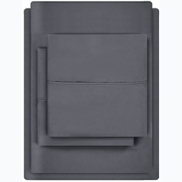 Full Size Premium Brushed Microfiber Bed Sheet Set - in Grey
