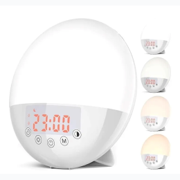 Wake Up Light Alarm Clock – Dimmable – Dual Alarms – 10 Natural Sounds