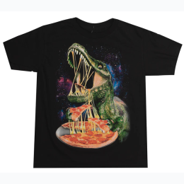 Boy's Dinosaur/Pizza T-Shirt In Black