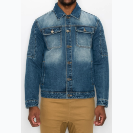 Men's Denim Biker Jacket - 3 Color Options