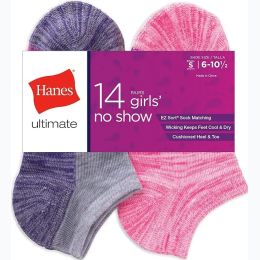 Girls No Show Socks 14 Pair Pack Size Small (6 – 10.5)