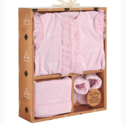 3-Piece Baby Box Set - 0-6 Months - Pink Ruffles