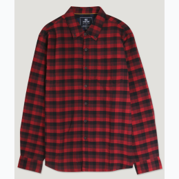 Men's Twill Plaid Flannel Shirt - Red