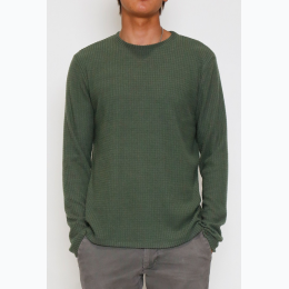 Men's Brushed Waffle Long Sleeve Crew Neck - 3 Color Options