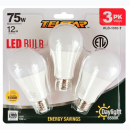 12W LED Indoor Bulb 3 Pack - Day Light