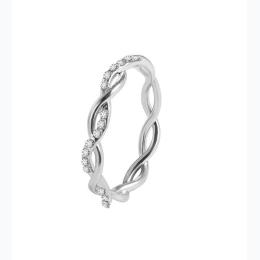 Women's Simple Infinity Twist Mini Rhinestone Ring in Silver