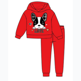 GIRLS PINK Puppy Love Screen Hooded Pull Over - in Red