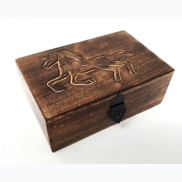 Unicorn Carved Wooden Box - 5" x 8"