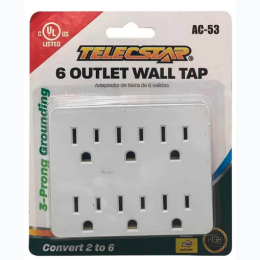 6 Outlet Wall Tap UL listed