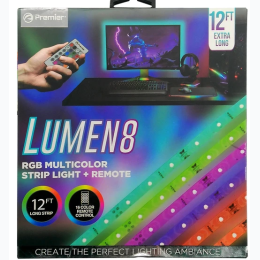 Premier Lumen8 12 Foot Multi Color LED Light Strip with Remote