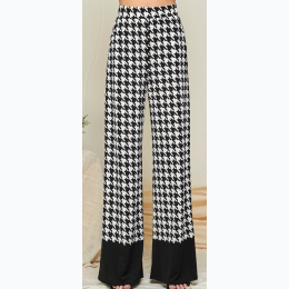 Women's Houndstooth Palazzo High Waisted Pant